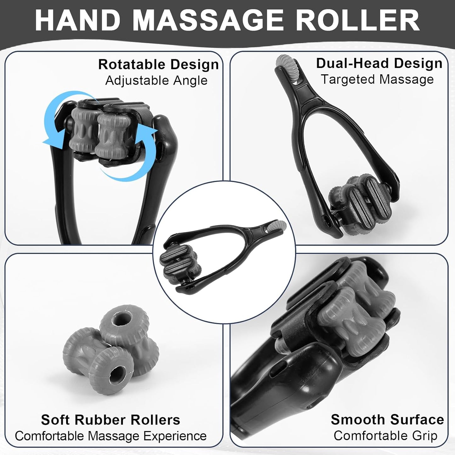 Finger Massager Roller for Finger Hand Massage, Silicone Hand Massager for Arthritis, Trigger Finger Massage Tool for Hand Pain Relief and Carpal Tunnel Relief, for Hands, Palm & Wrist