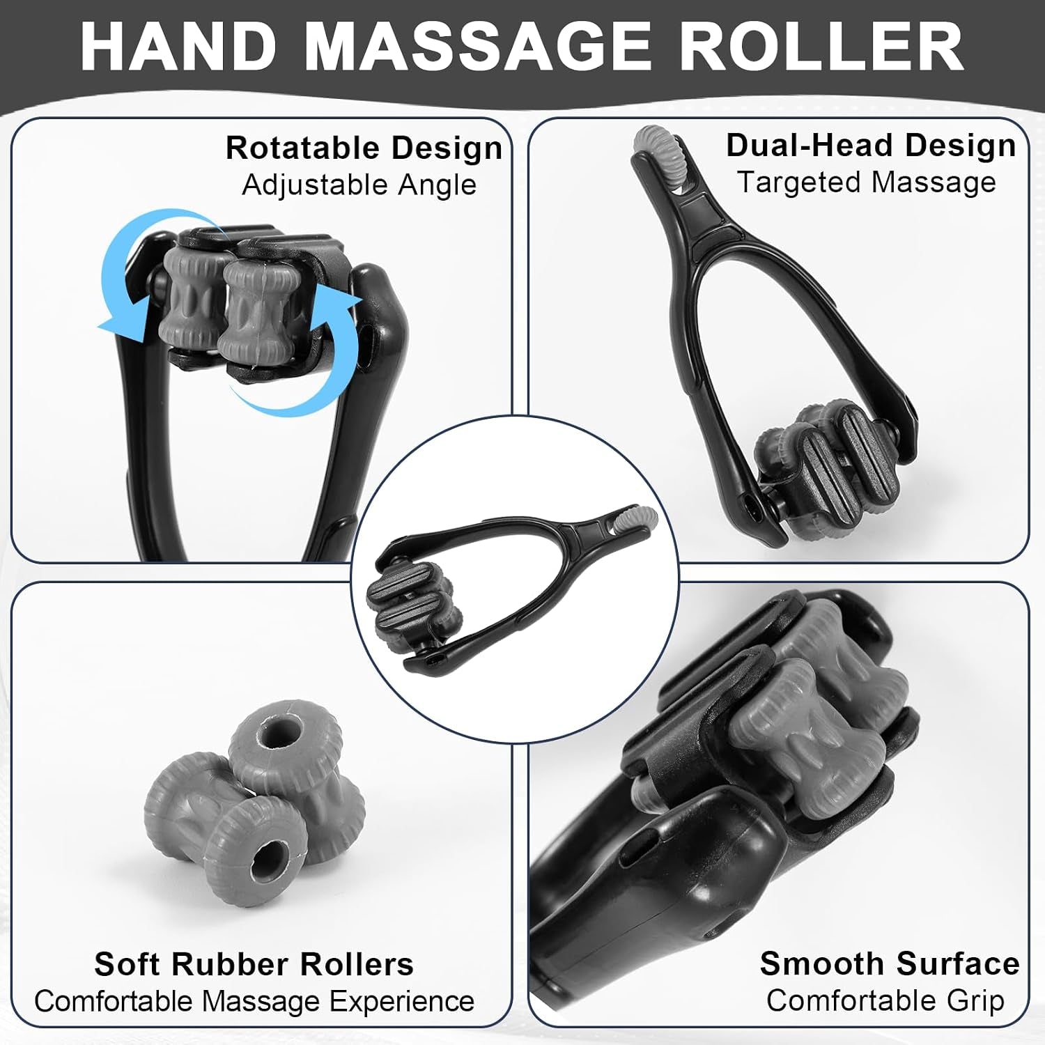 Finger Massager Roller for Finger Hand Massage, Silicone Hand Massager for Arthritis, Trigger Finger Massage Tool for Hand Pain Relief and Carpal Tunnel Relief, for Hands, Palm & Wrist
