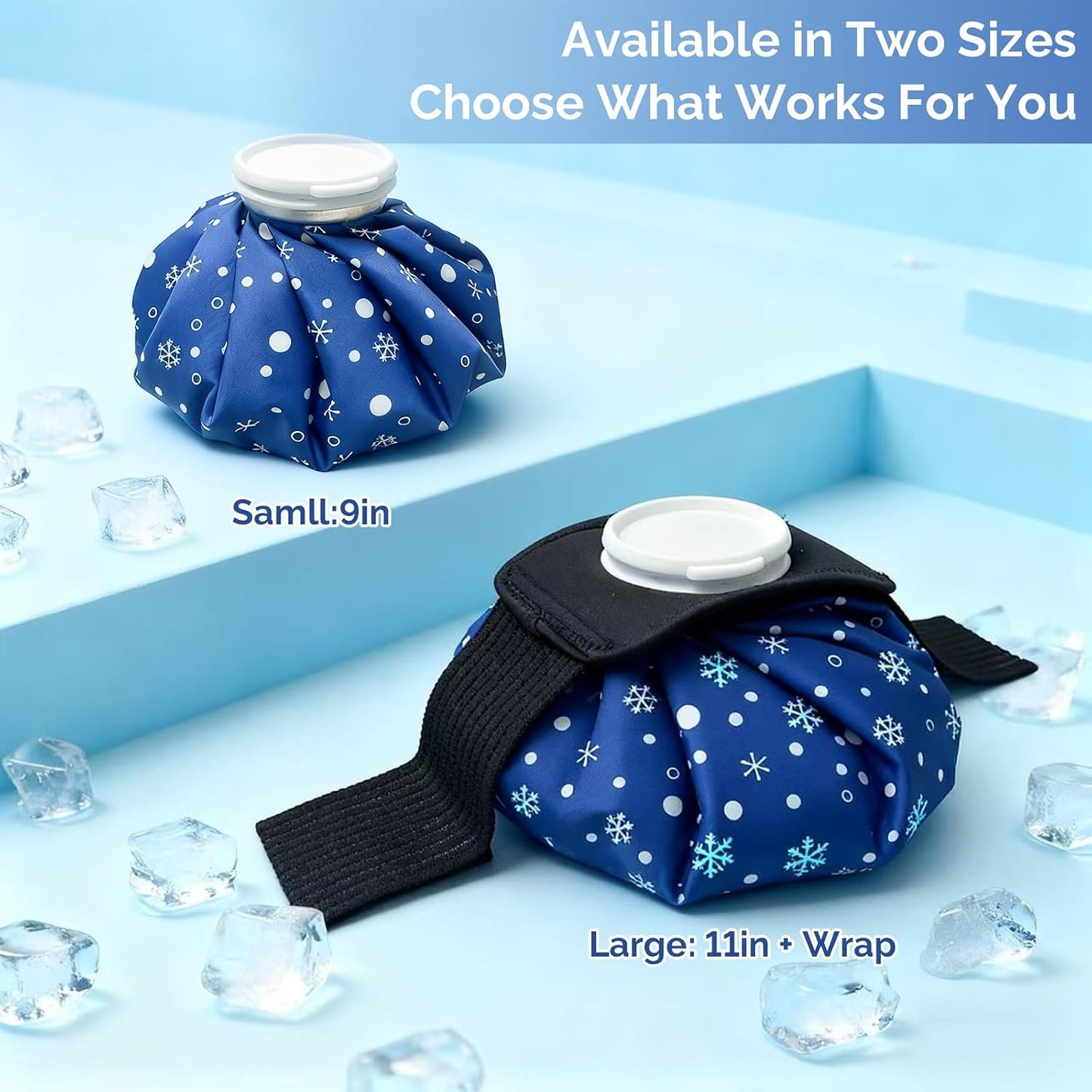 Reusable Ice Pack for Injuries & Pain Relief, 9 Inch Snowflake Design Hot & Cold Therapy Pack, Leak-Proof Ice Bag for Muscle, Joint Pain & Swelling, First Aid, Sports & Home Use