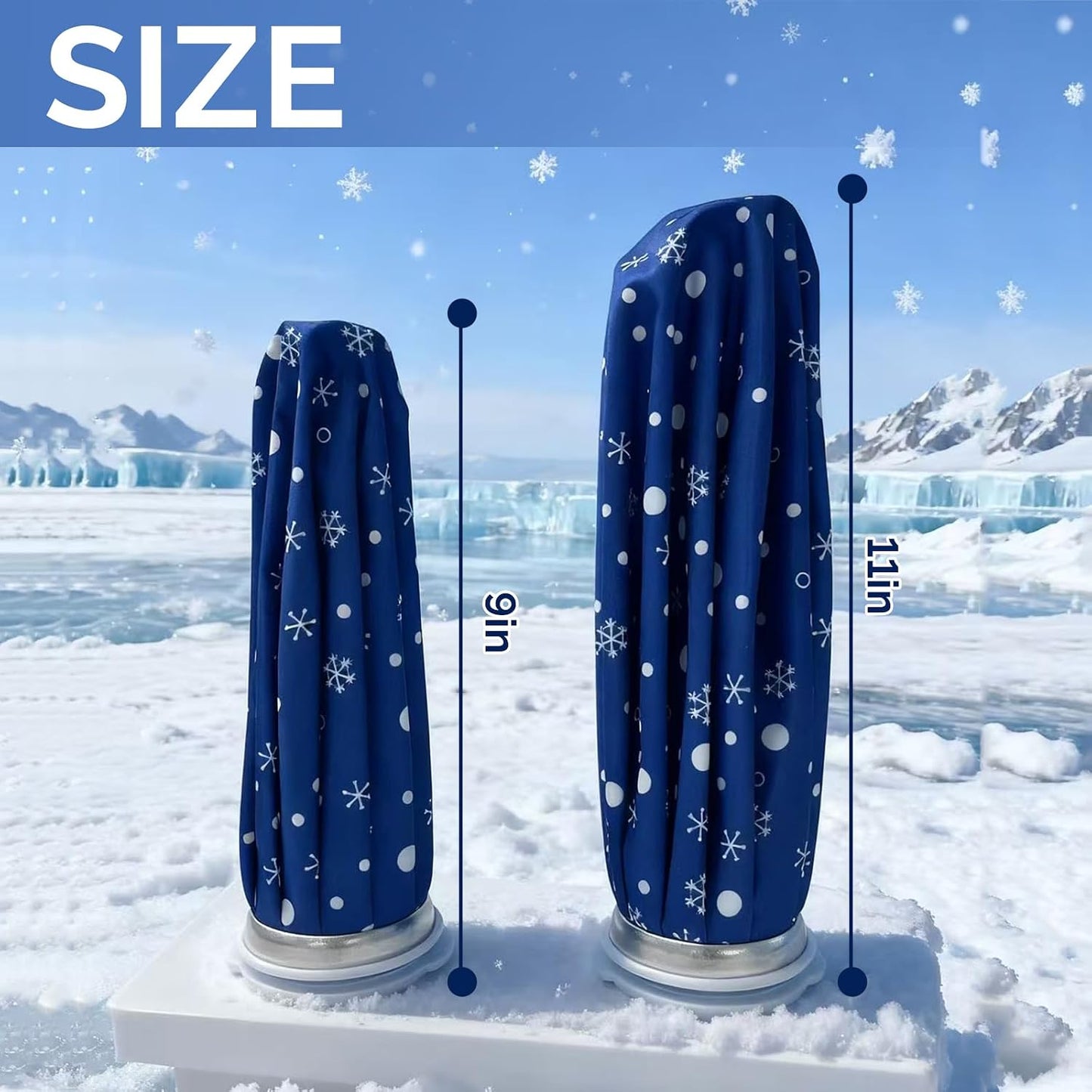 Reusable Ice Pack for Injuries & Pain Relief, 9 Inch Snowflake Design Hot & Cold Therapy Pack, Leak-Proof Ice Bag for Muscle, Joint Pain & Swelling, First Aid, Sports & Home Use